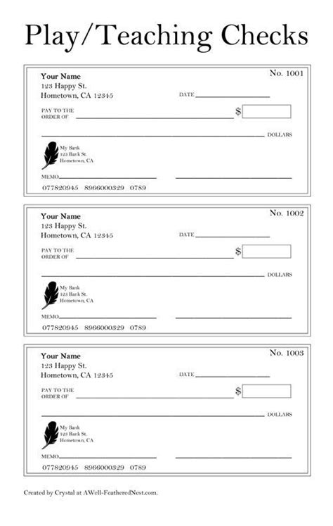 blank checks for practice